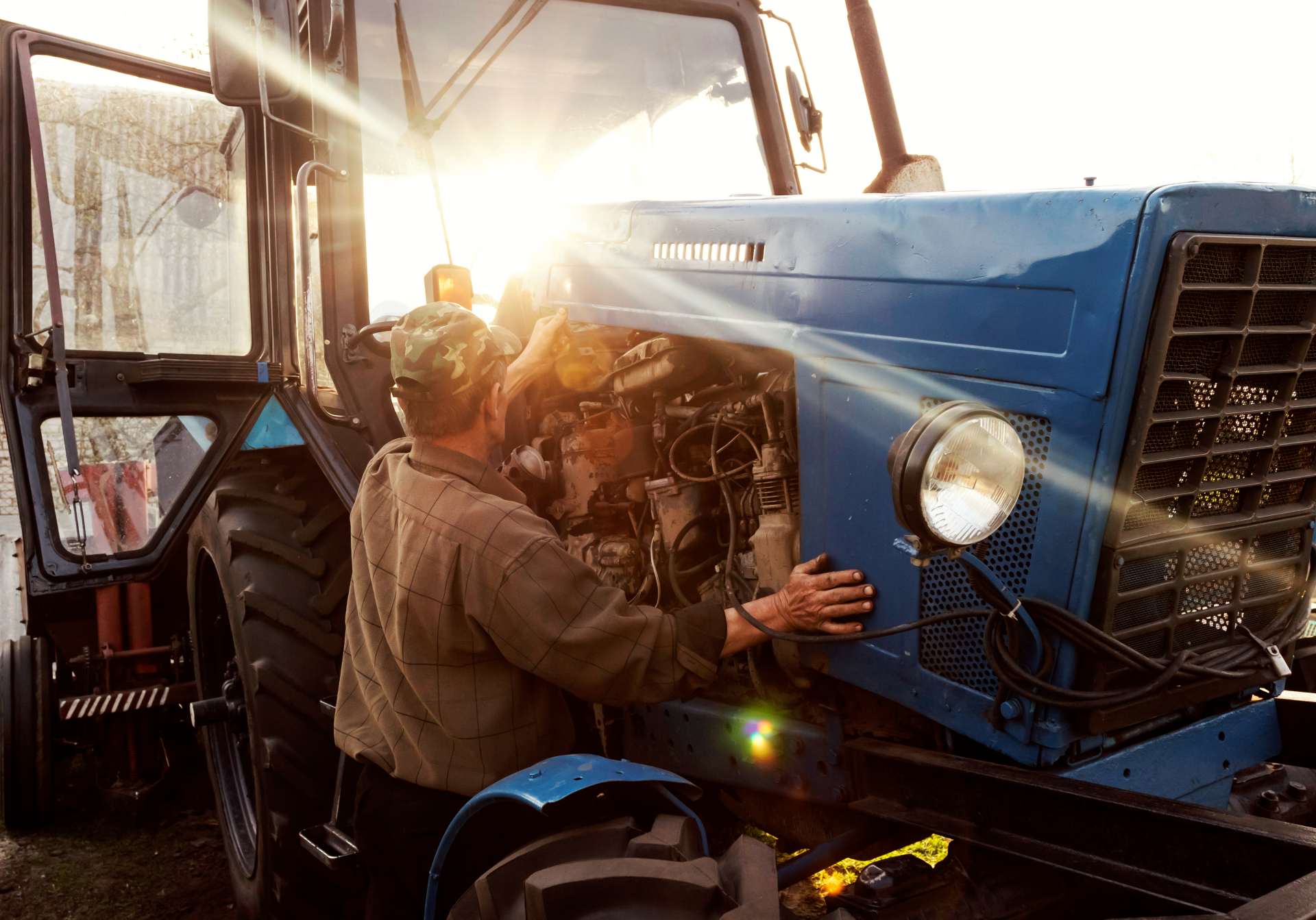 a tractor being repaired by our team